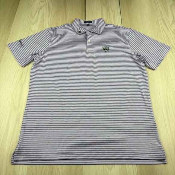 Peter Millar Mens Purple Striped Scotty Cameron Agave Man Stretch Polo Shirt XL - Picture 2 of 14